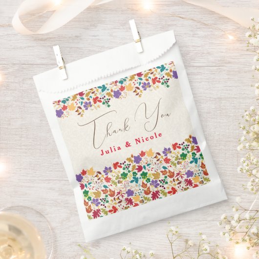 春マスタードイエローパープルメドウフラワー結婚ズ フェイバーバッグ (クリップ留めされた状態)