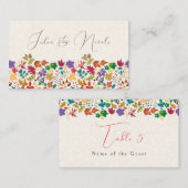 春マスタードイエローパープルメドウフラワー結婚ズ プレイスカード (正面/裏面)