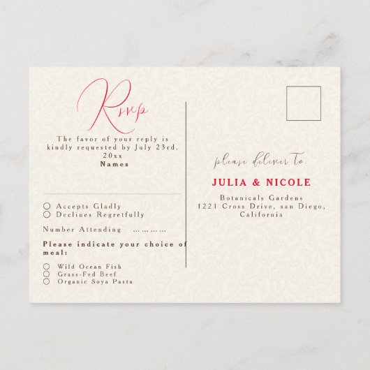 春マスタードイエローパープルメドウフラワー結婚ズ ポストカード (裏面)