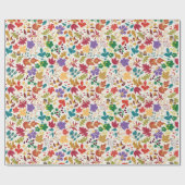 春マスタードイエローパープルメドウフラワー結婚ズ ラッピングペーパー (フラット)