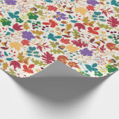春マスタードイエローパープルメドウフラワー結婚ズ ラッピングペーパー (角)