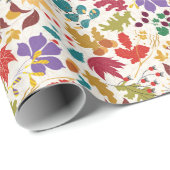 春マスタードイエローパープルメドウフラワー結婚ズ ラッピングペーパー (ロールコーナー)