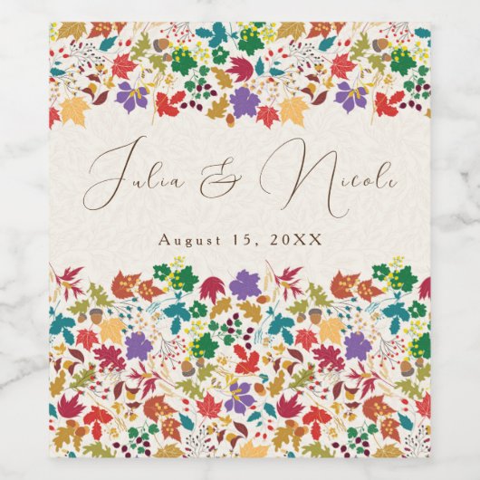 春マスタードイエローパープルメドウフラワー結婚ズ ワインラベル (シングルラベル)