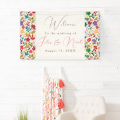 春マスタードイエローパープルメドウフラワー結婚ズ 横断幕 (インサイチュ)