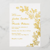 春マスタードイエローパープルメドウフラワー結婚ズ 箔招待状 (正面)
