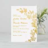春マスタードイエローパープルメドウフラワー結婚ズ 箔招待状 (立ち正面)