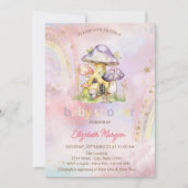 春マッシュルームハウスレインボーベビーシャワー 招待状 (正面)