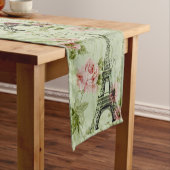 春ミントピンクフローラパフランスのリエッフェルタワー ショートテーブルランナー (インサイチュ)