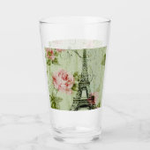 春ミントピンクフローラパフランスのリエッフェルタワー タンブラーグラス (正面)