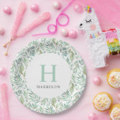 春メドウファミリーモノグラム ペーパープレート (パーティー)