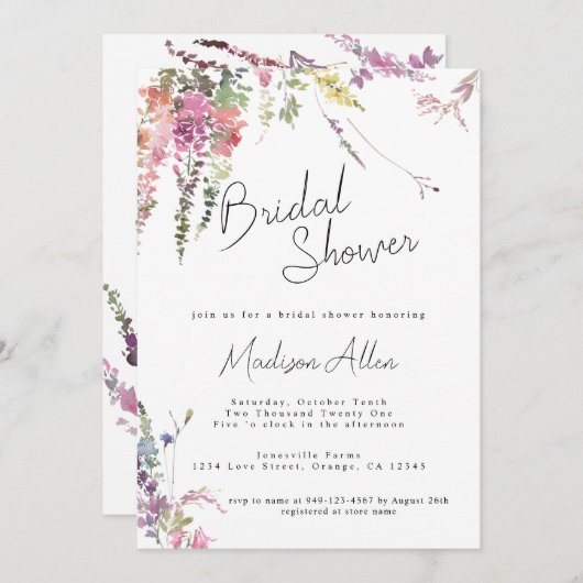 春メドウワイルドフラワーブライダルシャワー 案内状 (正面/裏面)