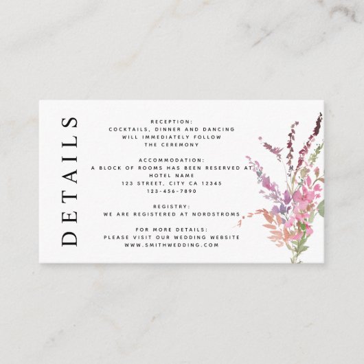 春メドウワイルドフラワー結婚ズ詳細 エンクロージャーカード (正面)