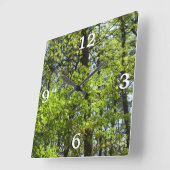 春メープル葉自然 スクエア壁時計 (傾斜)