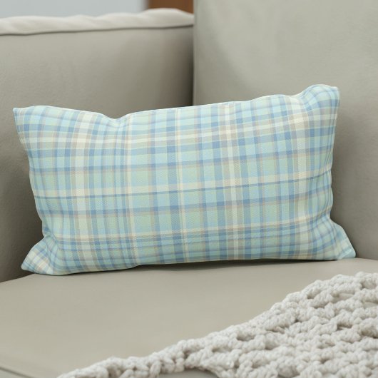 春モダンタータンチェックフィガロブループレイド ランバークッション
