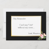 春モダンピンクローズデジタルリングや輪ベアラーカード 招待状 (裏面)