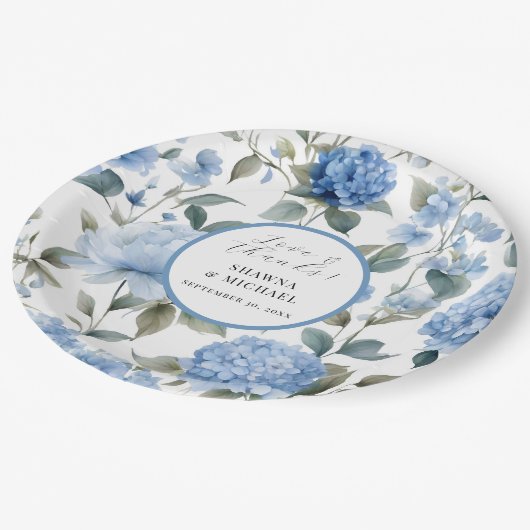 春モダンフローラブエレガントルーンホワイト結婚ズ ペーパープレート (アングル)