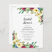 春モダンフローラブライダルシャワー招待 インビテーションポストカード (正面/裏面)