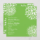 春モダンライムグリーンホワイトフローラ招待状 招待状 (正面/裏面)