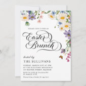 春モダンワイルドフラワーフローライースターブランチ 招待状 (正面)