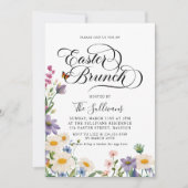 春モダンワイルドフラワーフローライースターブランチ 招待状 (正面)