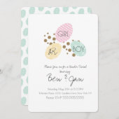春モダン卵ジェンダーが男の子または女の子を明かす 招待状 (正面/裏面)