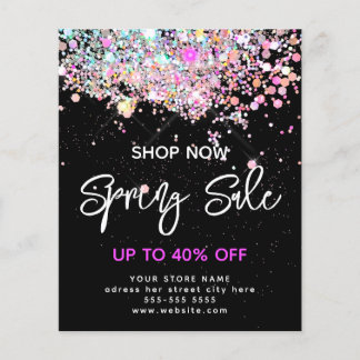 春モダン販売ホログラフィックグリッターブラック チラシ