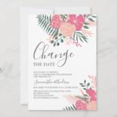 春モダン·ピンク·グ結婚リーンの日付変更 招待状 (正面)