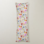 春モノグラムのワイルドフラワー&かわいいヘッジホグ ボディピロー (裏面 (縦))