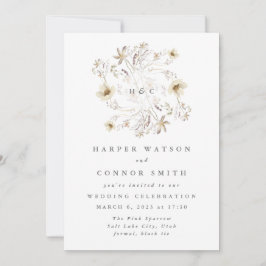 春モノグラムエレガントワイルドフラワーフローラ 招待状