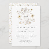 春モノグラムエレガントワイルドフラワーフローラ 招待状 (正面/裏面)