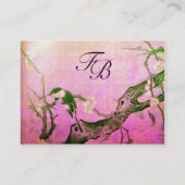 春モノグラム、ピンクバイオレット明るい赤紫色ブラウンパール 名刺 (裏面)