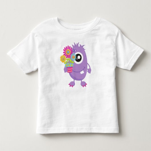春モンスターパープルモンスタカラフルー トドラーTシャツ (正面)