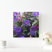 春モーニンググローリズインブルー スクエア壁時計 (ホーム)