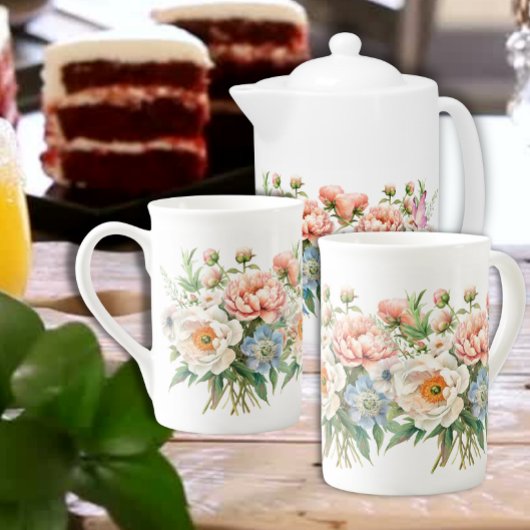 春モーメントブーケオブフラワー ボーンチャイナマグカップ