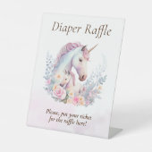 春ユニコーン水彩赤ちゃんシャワーラッフル 台座サイン (正面)