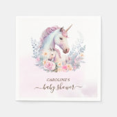 春ユニコーン水彩赤ちゃんシャワー スタンダードカクテルナプキン (正面)