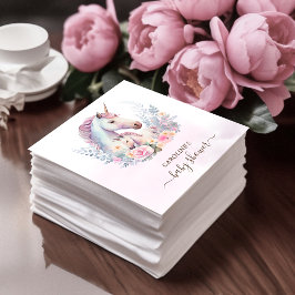 春ユニコーン水彩赤ちゃんシャワー スタンダードカクテルナプキン