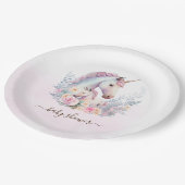 春ユニコーン水彩赤ちゃんシャワー ペーパープレート (アングル)