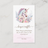 春ユニコーン赤ちゃんシャワーおむつラッフル エンクロージャーカード (正面)