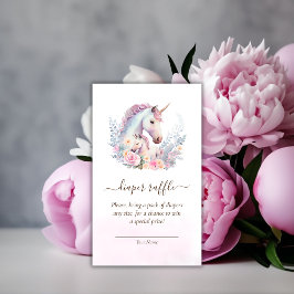 春ユニコーン赤ちゃんシャワーおむつラッフル エンクロージャーカード