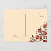 春ユニークレッドドードルフラワーズ誕生日 インビテーションポストカード (裏面)