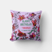 春ユニークレッドドードルフラワーズ誕生日 クッション (正面)
