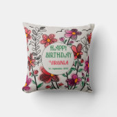 春ユニークレッドドードルフラワーズ誕生日 クッション (正面)