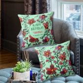 春ユニークレッドドードルフラワーズ誕生日 クッション