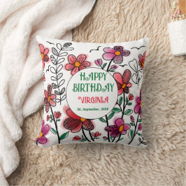 春ユニークレッドドードルフラワーズ誕生日 クッション