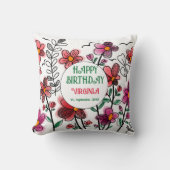 春ユニークレッドドードルフラワーズ誕生日 クッション (正面)