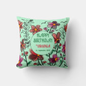 春ユニークレッドドードルフラワーズ誕生日 クッション (正面)