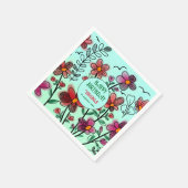 春ユニークレッドドードルフラワーズ誕生日 スタンダードカクテルナプキン (角)