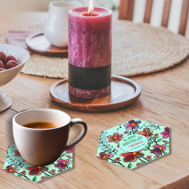 春ユニークレッドドードルフラワーズ誕生日 ペーパーコースター