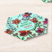 春ユニークレッドドードルフラワーズ誕生日 ペーパーコースター (アングル)